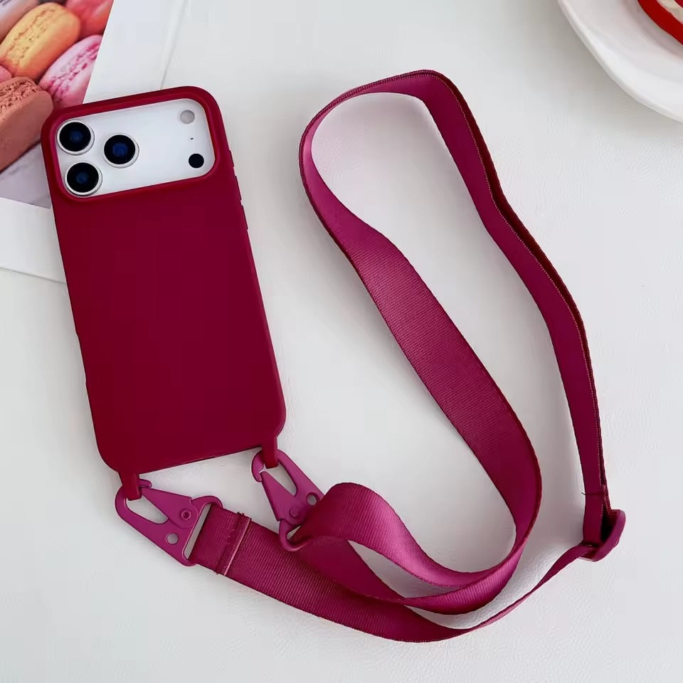 Crossbody Necklace Strap Lanyard Matte Silicone For iPhone 17 Pro Max Shockproof Cover -AX