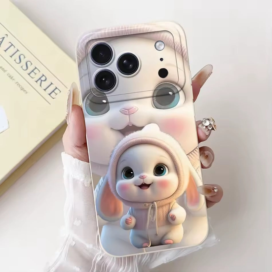 Cute Rabbit Cat Cartoon  For iPhone 17Pro Max Shockproof Soft Silicone Cases  -AX