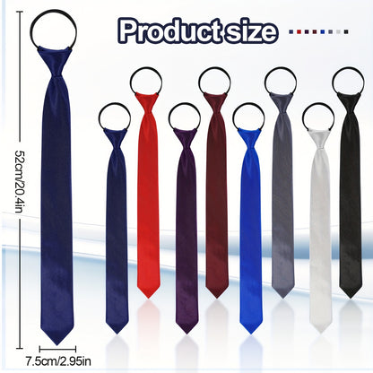 8Pcs/set Men's Slim Pre-Tied Zipper Tie Neck Adjustable Strap Wedding Groom Tie