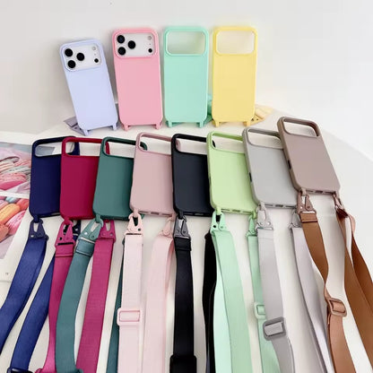 Crossbody Necklace Strap Lanyard Matte Silicone For iPhone 17 Pro Max Shockproof Cover -AX