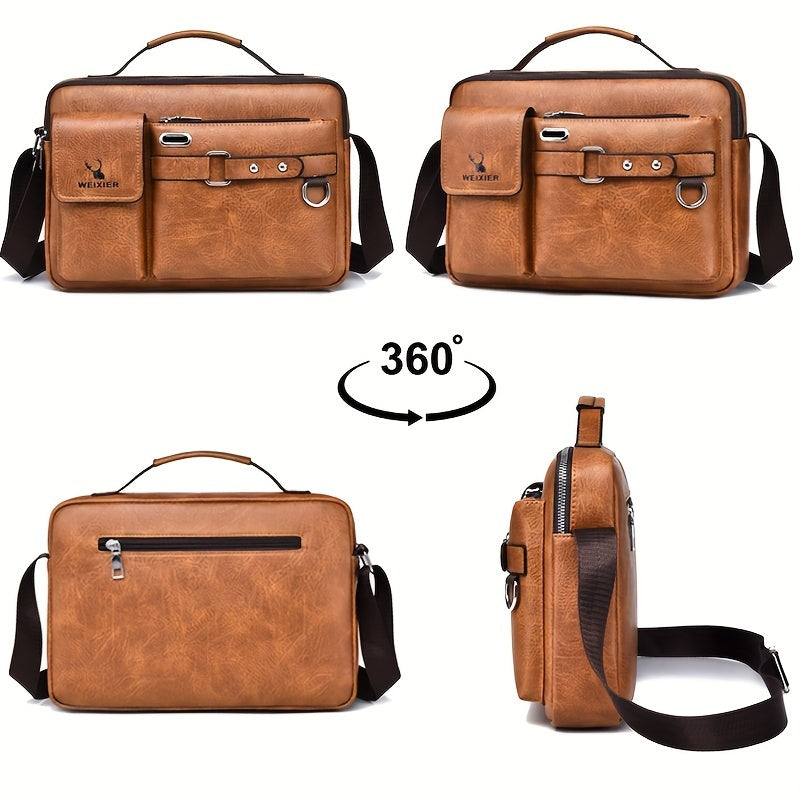 [WEIXIER] Men's PU Material Crossbody Bag - Portable, Business & Casual Style - For Men - Perfect Gift for Father's Day & Anniversaries