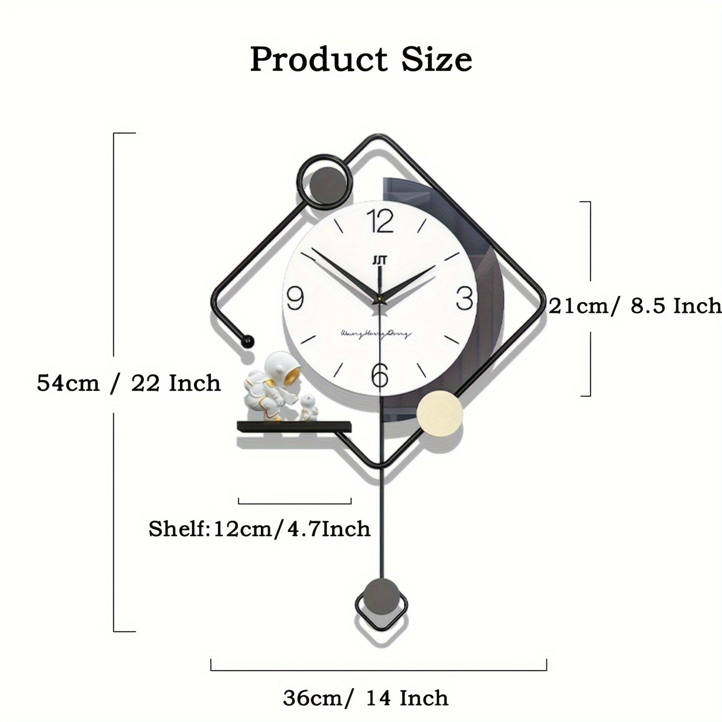 Creative Wall Clocks With Astronaut Ornament, Modern Metal Pendulum Wall Clock