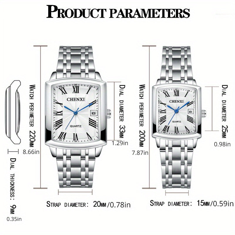 CHENXI Couple Watch Casual Fashion Square Men's And Women's Watch..