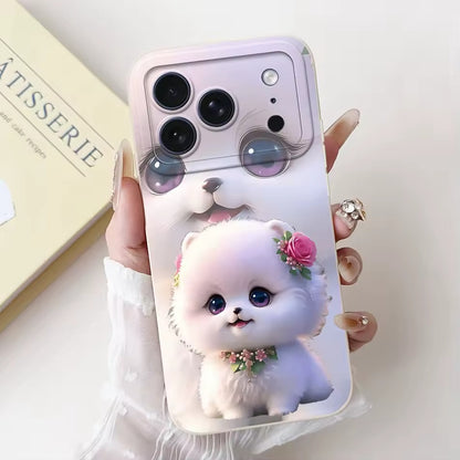 Cute Rabbit Cat Cartoon  For iPhone 17Pro Max Shockproof Soft Silicone Cases  -AX