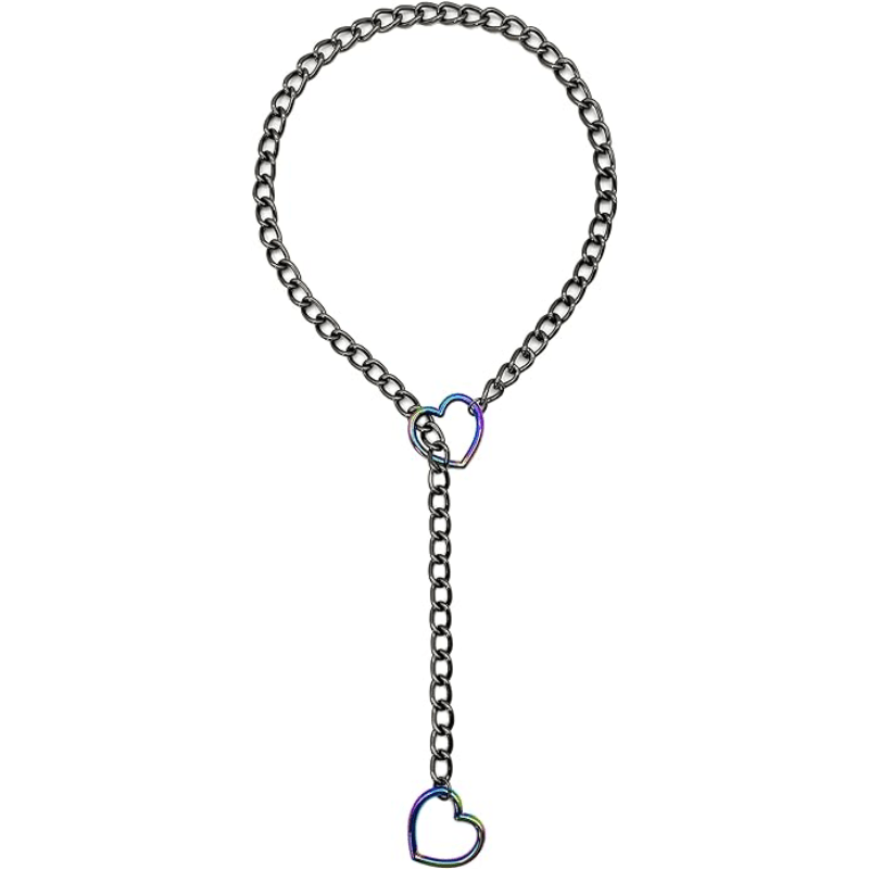 Women's Ornaments Heart-Shaped O-Ring Slip Chain Necklace