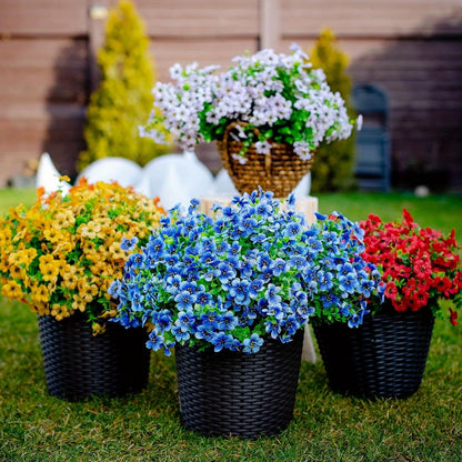 6 Bundles Artificial Flower Eucalyptus Violet UV Resistant Fake Plants Plastic Plant for Indoor Outdoor Living Room Balcony Window Decoration Ornaments