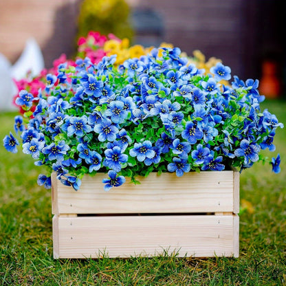 6 Bundles Artificial Flower Eucalyptus Violet UV Resistant Fake Plants Plastic Plant for Indoor Outdoor Living Room Balcony Window Decoration Ornaments