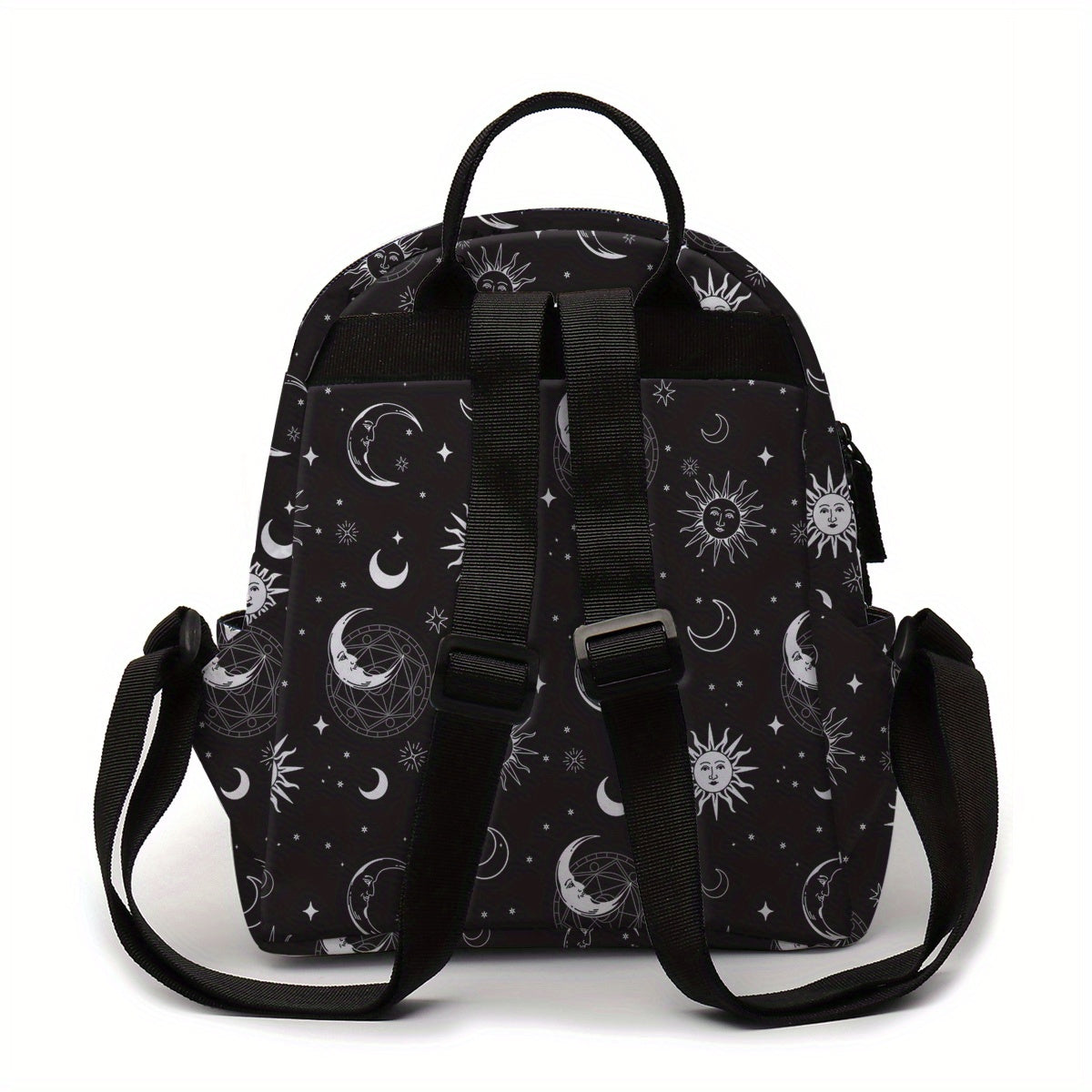 Women's Fashion Backpack - Polyester Material Bag With Adjustable Straps, Sun Moon Print - Casual Travel School Bag - For Women - Suitable for Everyday Use, Travel & School - Perfect Gift for Teen Girls & Students