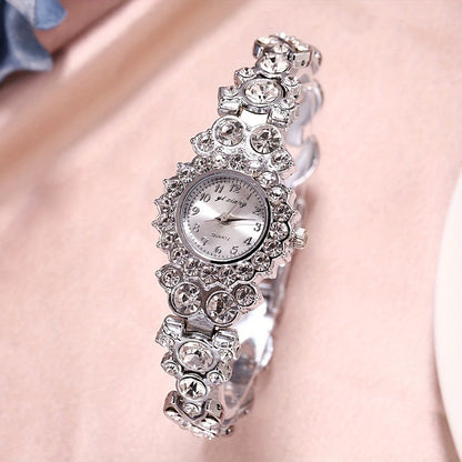 Luxury Rhinestone Quartz Watch - Elegant Glitter Analog Bracelet Wrist Watch - For Women - Christmas & New Year Gift - Perfect for Special Occasions