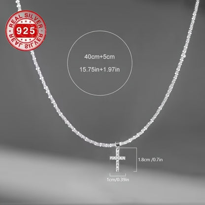 925 Silver Mini Cross Necklace - Noble & Luxurious, Elegant Necklace with Gift Box - For Women - Perfect for Everyday Wear & Special Occasions - Ideal Gift for Her