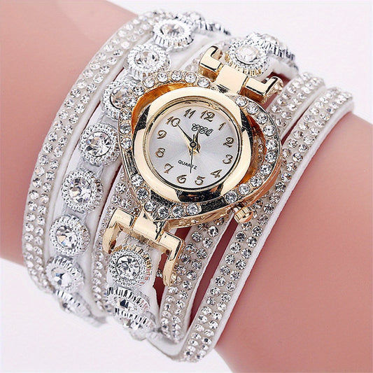 Luxury Rhinestone Bracelet Wristwatch Ladies Multilayer Analog Watch Christmas New Year Gifts