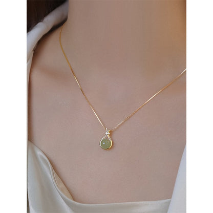 Original design 18K gold plated blessing bag titanium steel non-fade necklace Light luxury pendant women's collarbone chain Valentine's Day gift