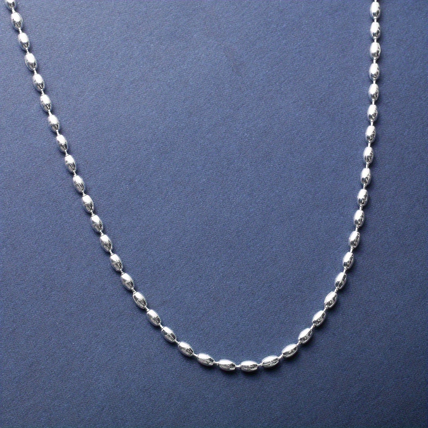 3.8g 1 925 Silver Personalized Minimalist Elegant Oval Rice Pearl Chain Necklace