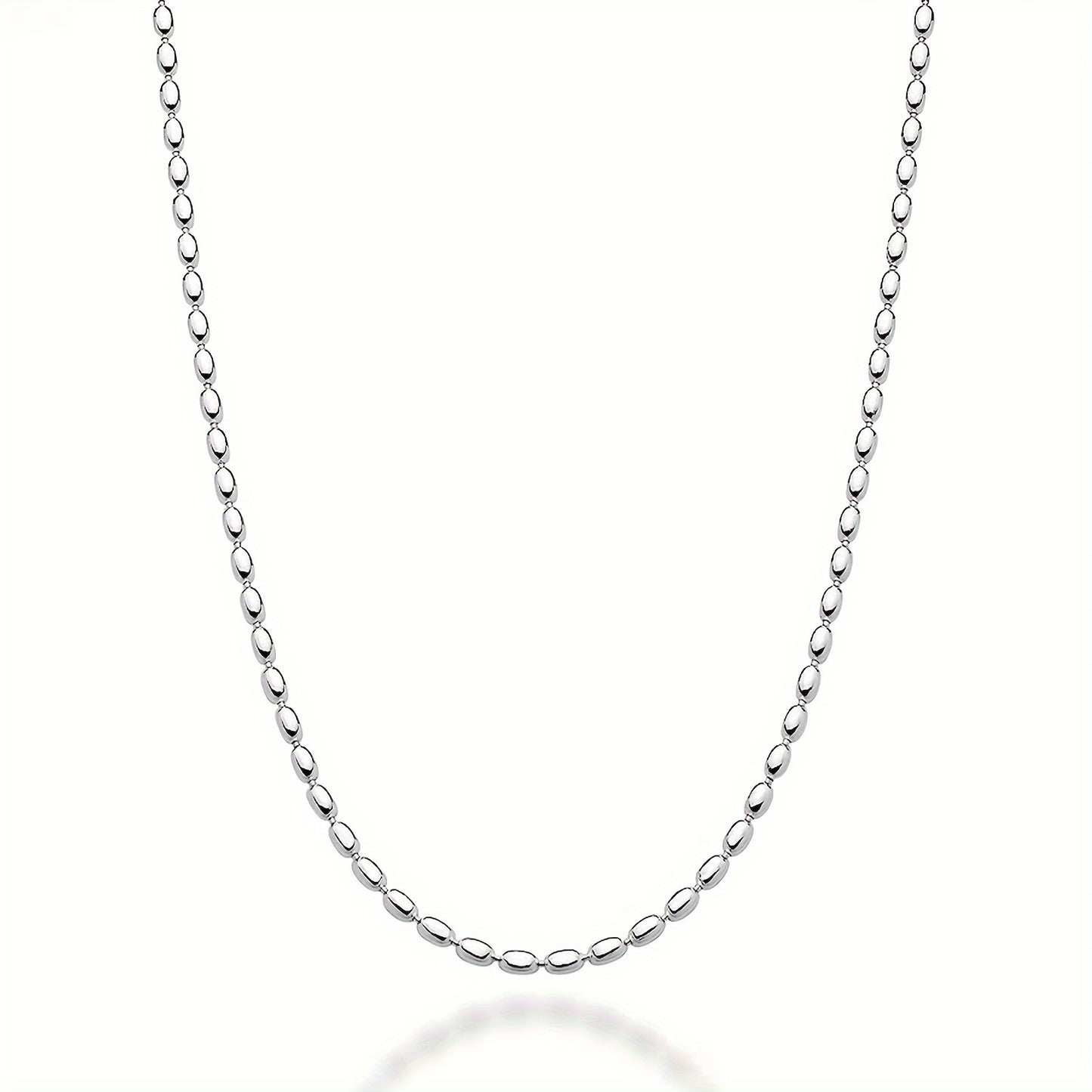 3.8g 1 925 Silver Personalized Minimalist Elegant Oval Rice Pearl Chain Necklace