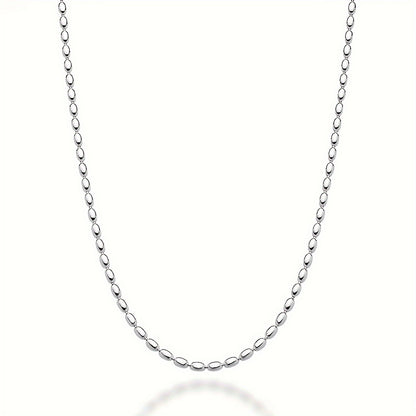 3.8g 1 925 Silver Personalized Minimalist Elegant Oval Rice Pearl Chain Necklace