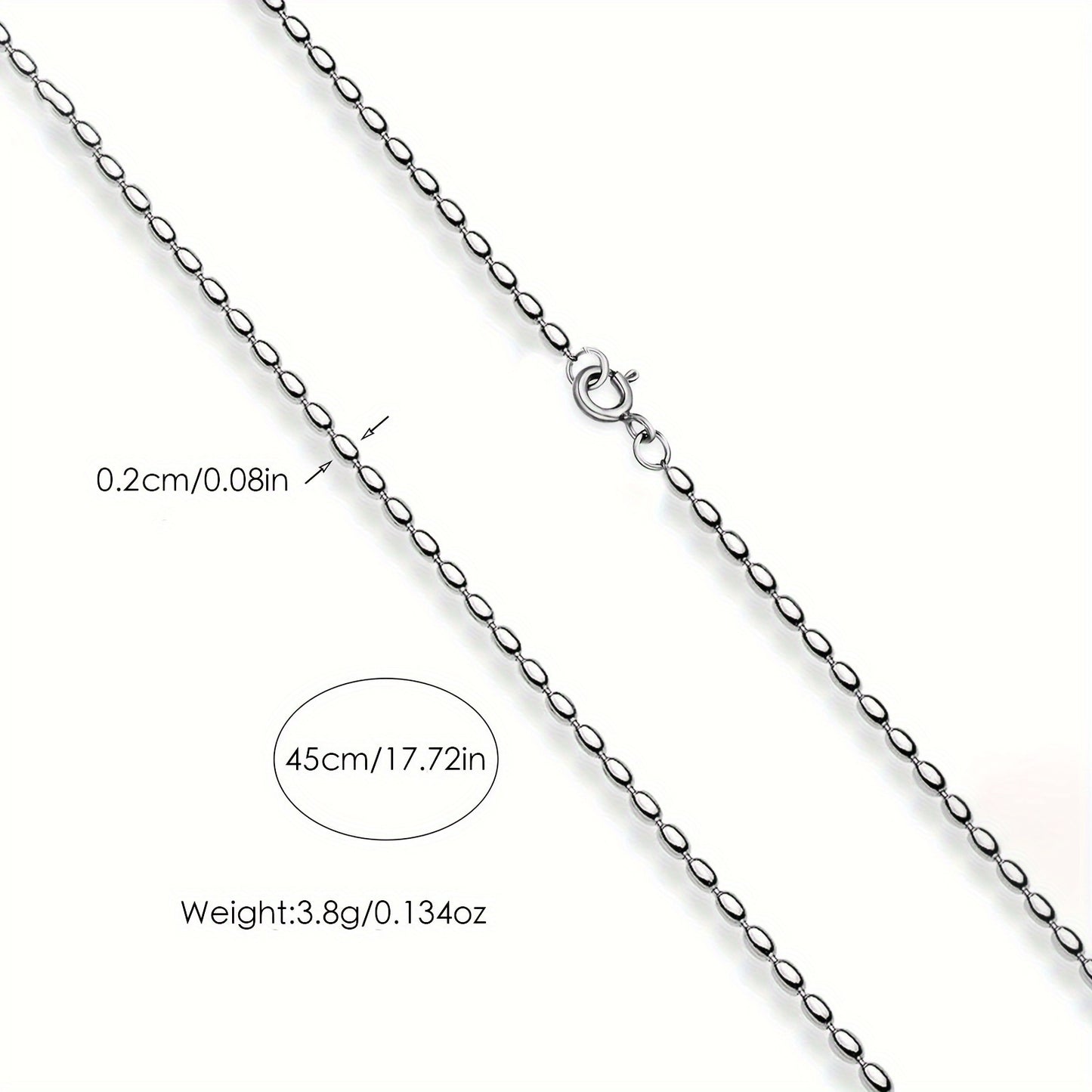 3.8g 1 925 Silver Personalized Minimalist Elegant Oval Rice Pearl Chain Necklace