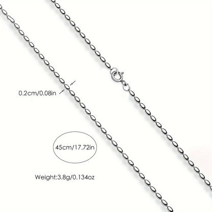 3.8g 1 925 Silver Personalized Minimalist Elegant Oval Rice Pearl Chain Necklace