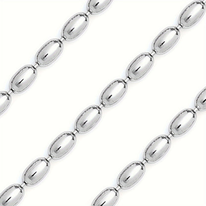 3.8g 1 925 Silver Personalized Minimalist Elegant Oval Rice Pearl Chain Necklace