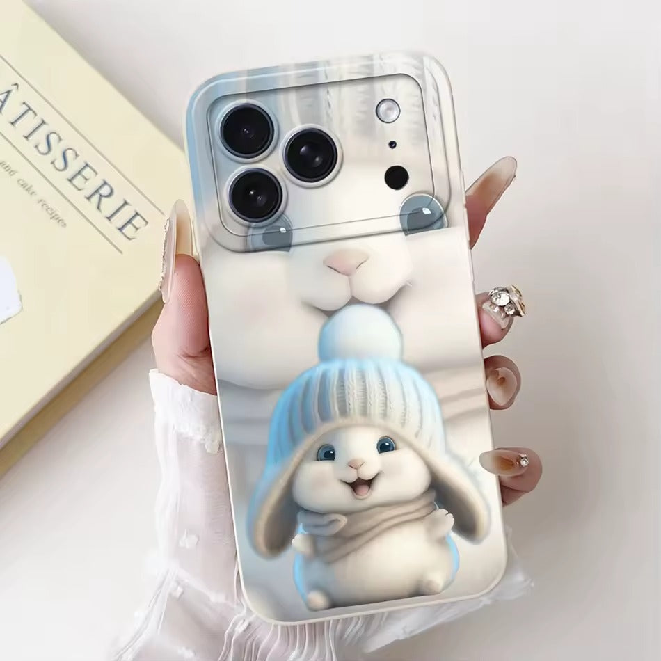 Cute Rabbit Cat Cartoon  For iPhone 17Pro Max Shockproof Soft Silicone Cases  -AX