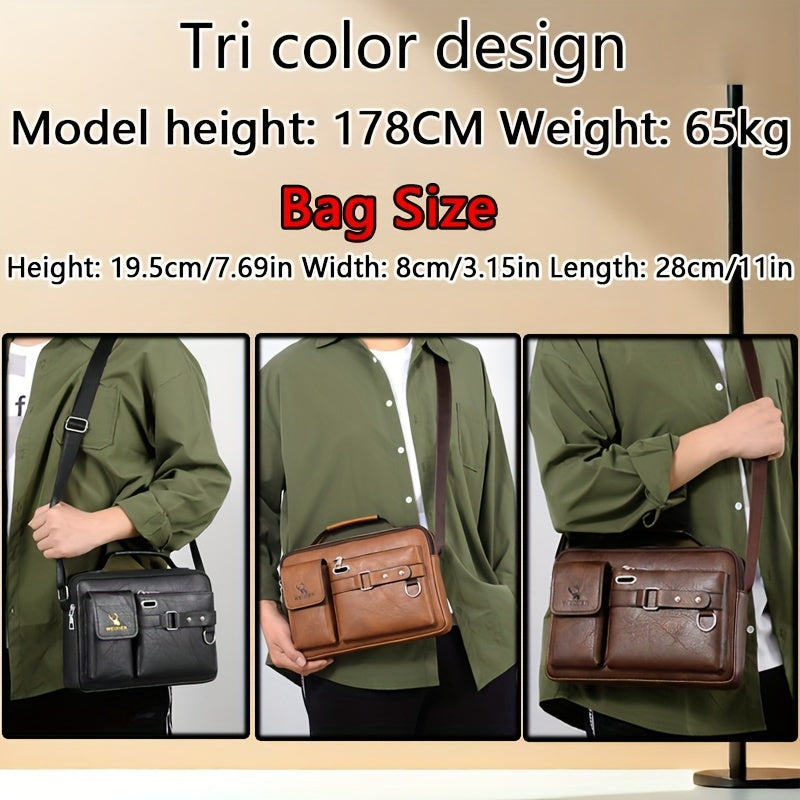 [WEIXIER] Men's PU Material Crossbody Bag - Portable, Business & Casual Style - For Men - Perfect Gift for Father's Day & Anniversaries