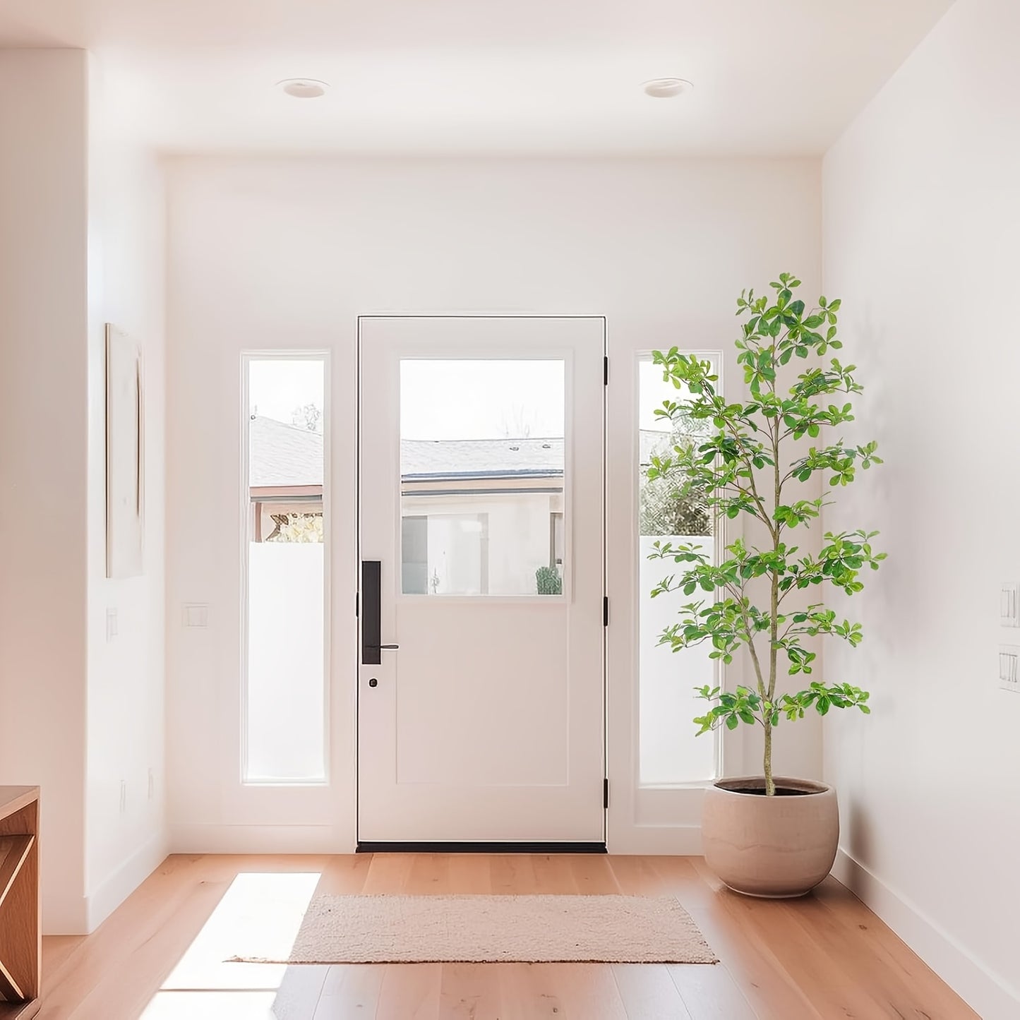 Faux Black Olive Tree 7ft, Tall Faux Trees Indoor With Natural Trunk And Realistic Leaves. 7 Feet (84in) Artificial Tree For Home Office Décor.