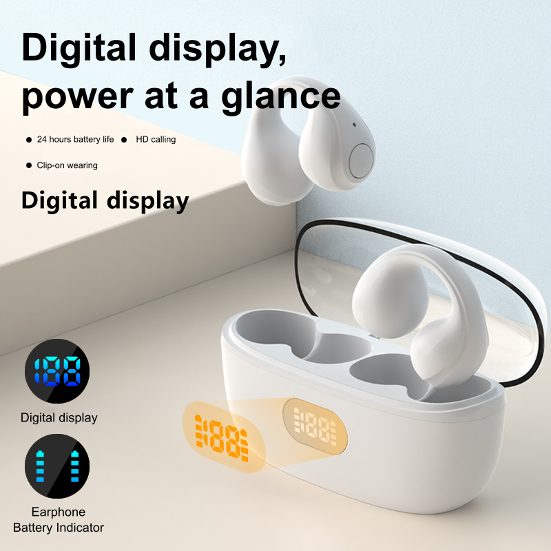 Clip-On Wireless Earbuds with  LED Display