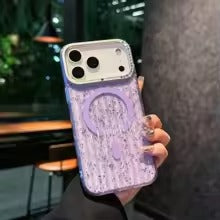 Case For iPhone 17  Pro Max Magsafe Transparent Glitter Diamond Studded Metal Camera Lens Frame Cover-AX