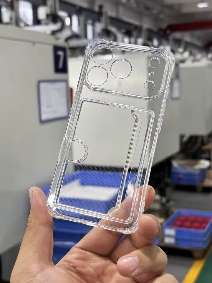 Silicone Clear Case for iPhone 17 Pro Max  Back Card Pocket Cover - AX