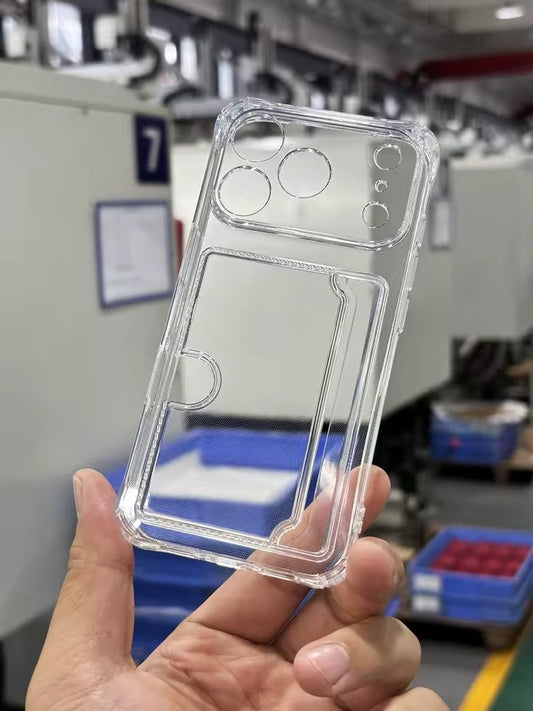 Silicone Clear Case for iPhone 17 Pro Max  Back Card Pocket Cover - AX