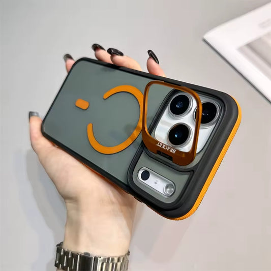 For Magsafe Wireless Charge Metal Lens Protection Stand Case For iPhone Pro Max Plus 17 Air Magnetic Cover -AX