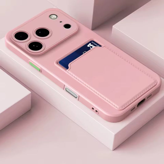 Luxury Soft Silicone Wallet Card Holder Phone Case for iPhone 17 Pro Max Back Cover-AX