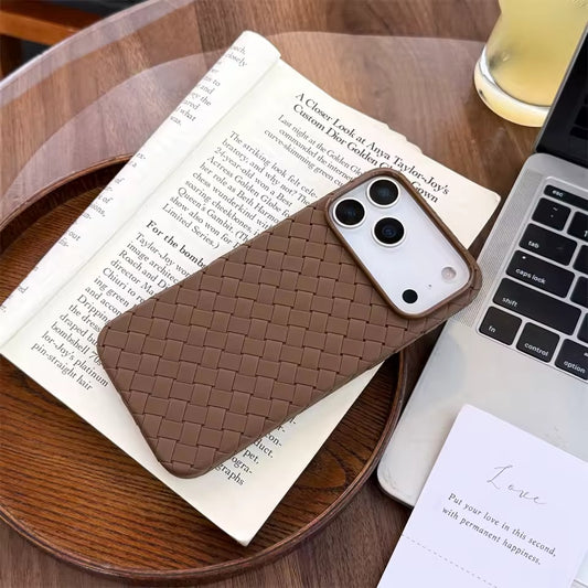 Luxury Weave Pattern Phone Case For iPhone 17  Pro Max Braided Textured Breathable Shockproof Back Cover - AX