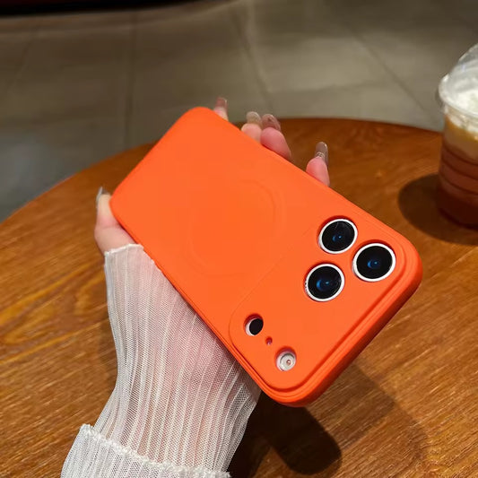 for iPhone 17 Pro Max  Magnetic Cover for Mag-safe Liquid Silicone Velvet Lining All-round Camera Protect Shell - AX