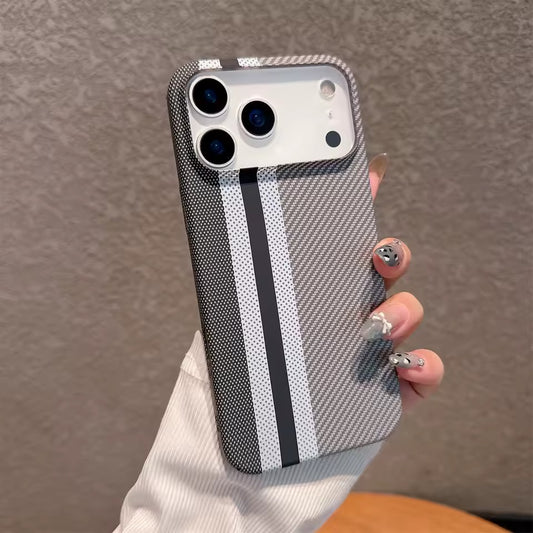 Large Kong Kevlar Carbon Fiber Stripe Texture for iPhone 17  Pro Max  Shockproof Back Cover - AX