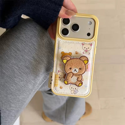 Fashion Cute bear Phone Case For iPhone 17 Pro  Max Back Cover Shockproof Embroidered bear -AX