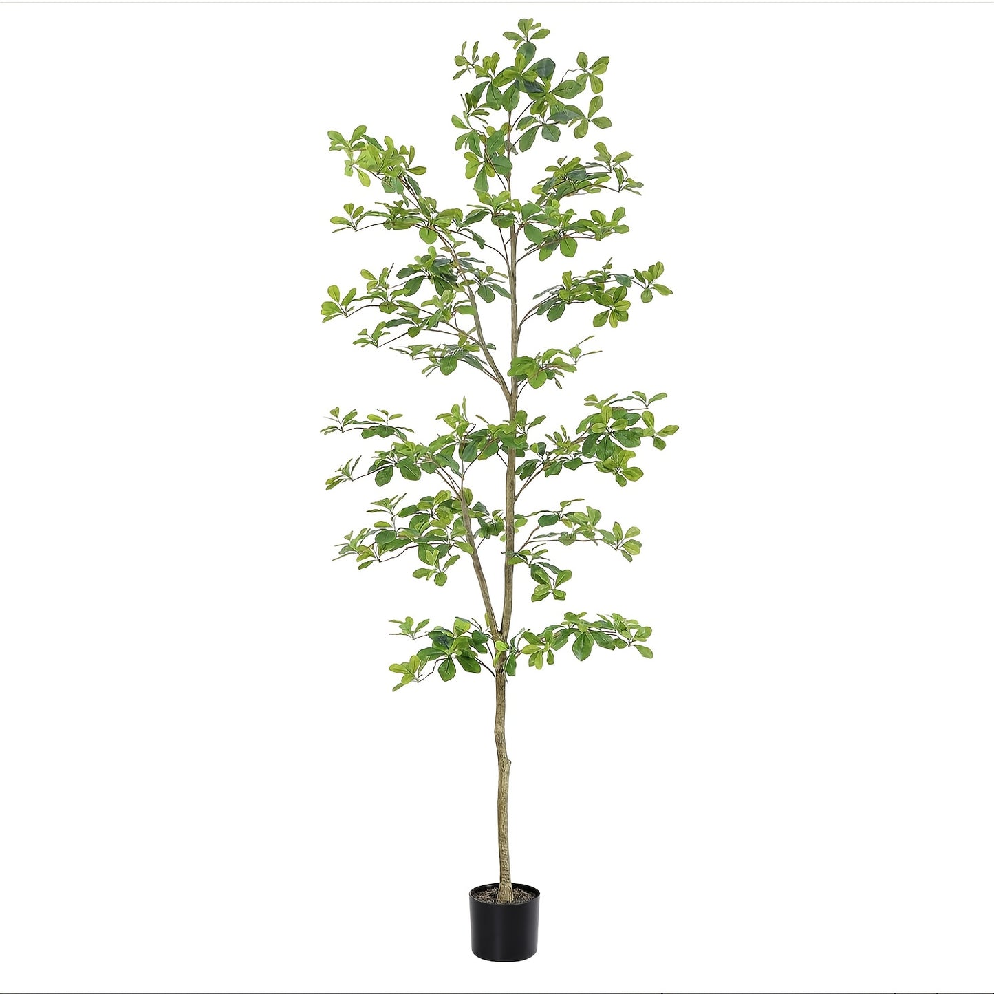 Faux Black Olive Tree 7ft, Tall Faux Trees Indoor With Natural Trunk And Realistic Leaves. 7 Feet (84in) Artificial Tree For Home Office Décor.