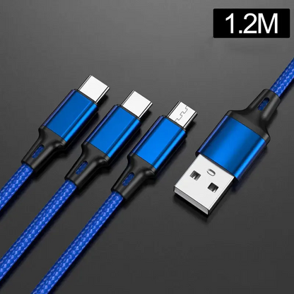 MVQF Multi Usb Port 3In1 Micro USB Type C Charger Cable