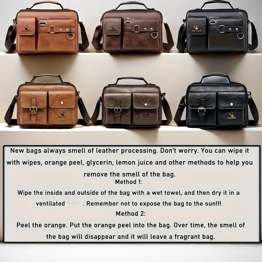 [WEIXIER] Men's PU Material Crossbody Bag - Portable, Business & Casual Style - For Men - Perfect Gift for Father's Day & Anniversaries