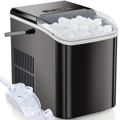 Countertop Ice Maker, Nugget Portable Ice Machine, 9 Bullet Ice Cubes in 6 Mins, 26.5lbs in 24Hrs Self-Cleaning with Handle, Basket, Scoop - For Home, Kitchen, Parties, Camping & RV - Perfect for Entertaining & Outdoor Activities