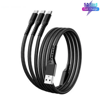 5A Fast Charging 3 in 1 USB Cable