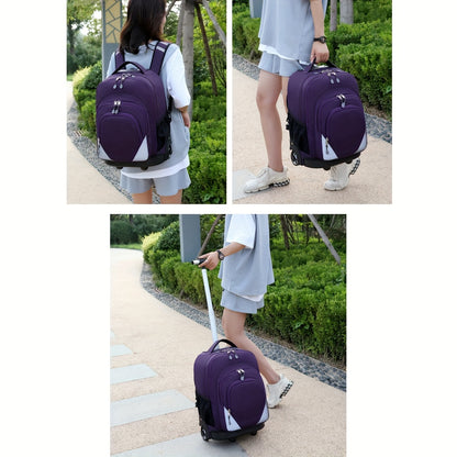 Travel Backpack With Wheels, Large Capacity Luggage Bag, Multi-functional Rolling Backpack For Business Trips Travel
