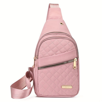 Quilted Casual Chest Bag, Lightweight Foldable Sling Bag, Portable Trendy Versatile Shoulder Bag