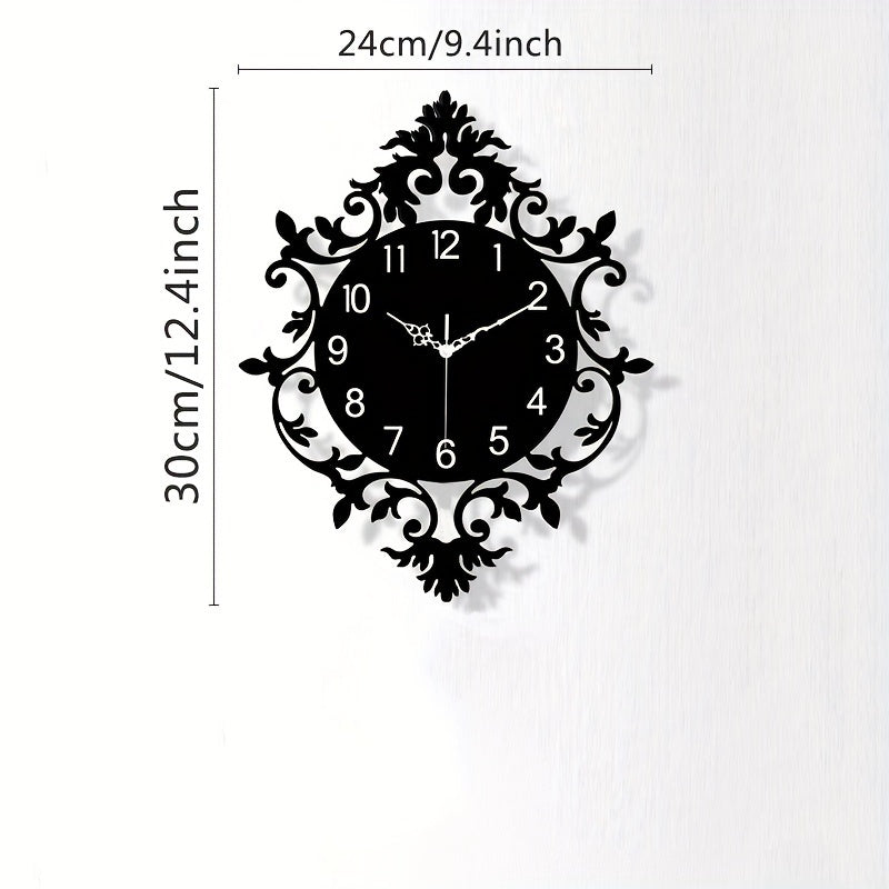 Elegant Silent Wall Clock with Carved Hollow Design - Perfect for Home