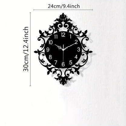 Elegant Silent Wall Clock with Carved Hollow Design - Perfect for Home