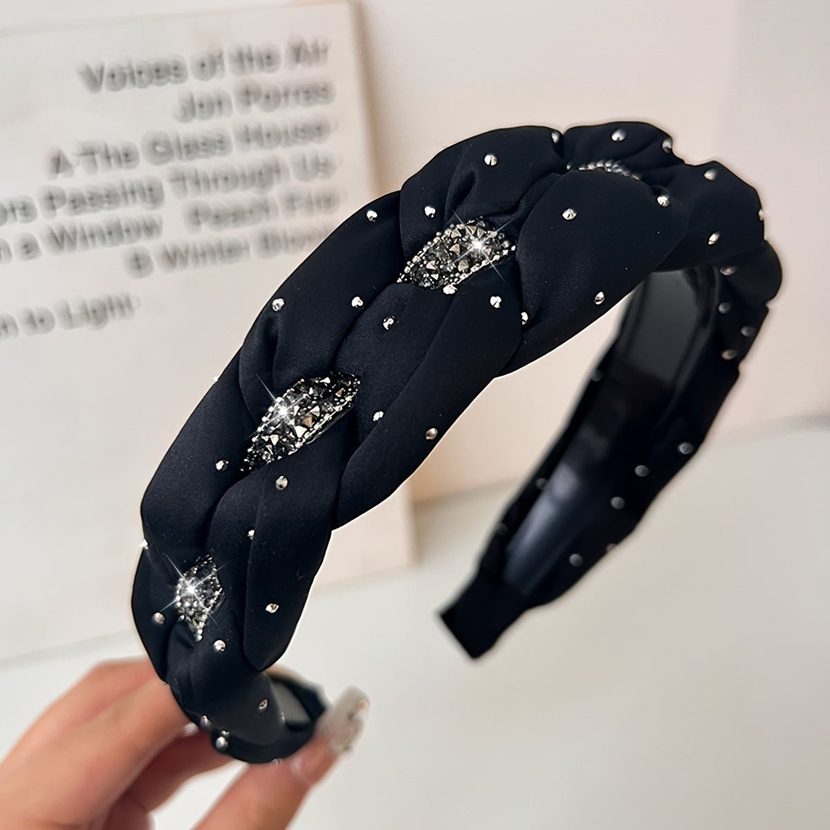 1pc Elegant Twisted Headband For Women With Rhinestones, Wide Non - Slip Hair Hoop With Teeth, Retro Style, Versatile Fashion Hair Accessory For Holding Hair & Face Washing - buythingsusa