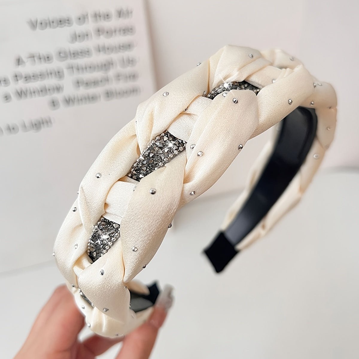 1pc Elegant Twisted Headband For Women With Rhinestones, Wide Non - Slip Hair Hoop With Teeth, Retro Style, Versatile Fashion Hair Accessory For Holding Hair & Face Washing - buythingsusa