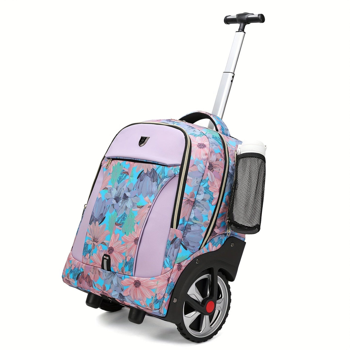 1pc Large Wheel Stair Climbing Waterproof Backpack, Straight Row Silent Double Wheel Rolling Backpack, Telescoping Handle Trolley Backpack, For 15.6 - inch Laptops, Business Trolley Case & Comfortable Bag For Travel, Gym Bag - buythingsusa