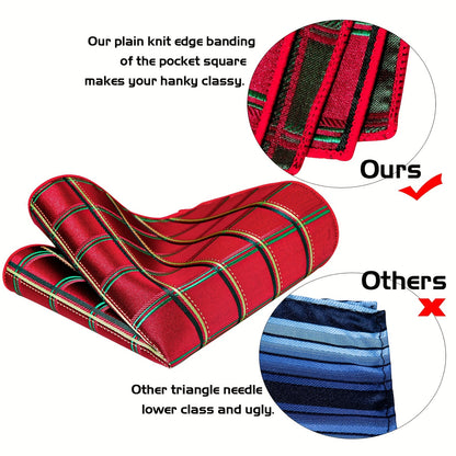 5PCS Men's Luxury Tie Set with Pocket Square, Cufflinks, Drilled Tie Ring, and Lapel Pin