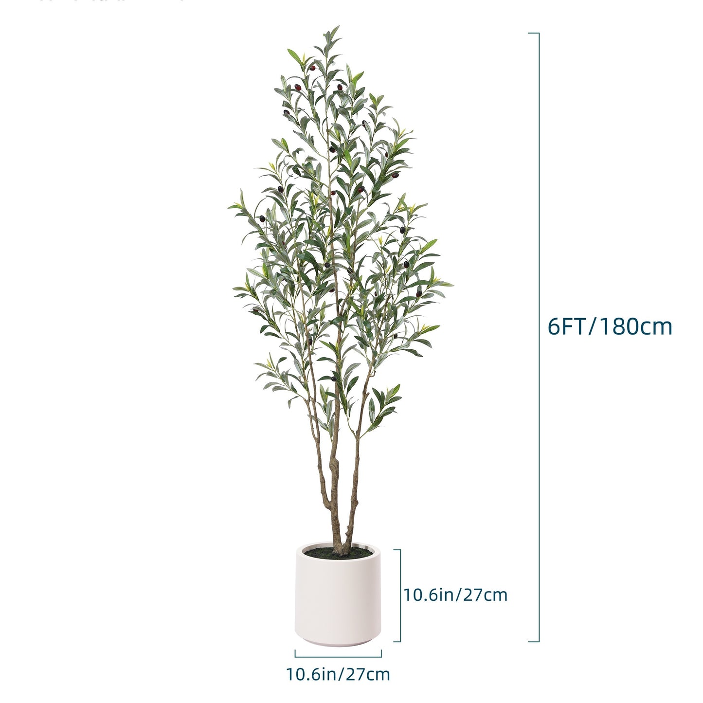 Artificial Olive Tree With Large White Planter - Muti-Trunk Faux Tall Olive Plant With 5/7/9 Realistic Branches, 450/630/810 Leaves And 20/28/36 Fruits - Perfect For Indoor And Outdoor Decor, Living Room, Home, Office, And Seasonal Celebrations