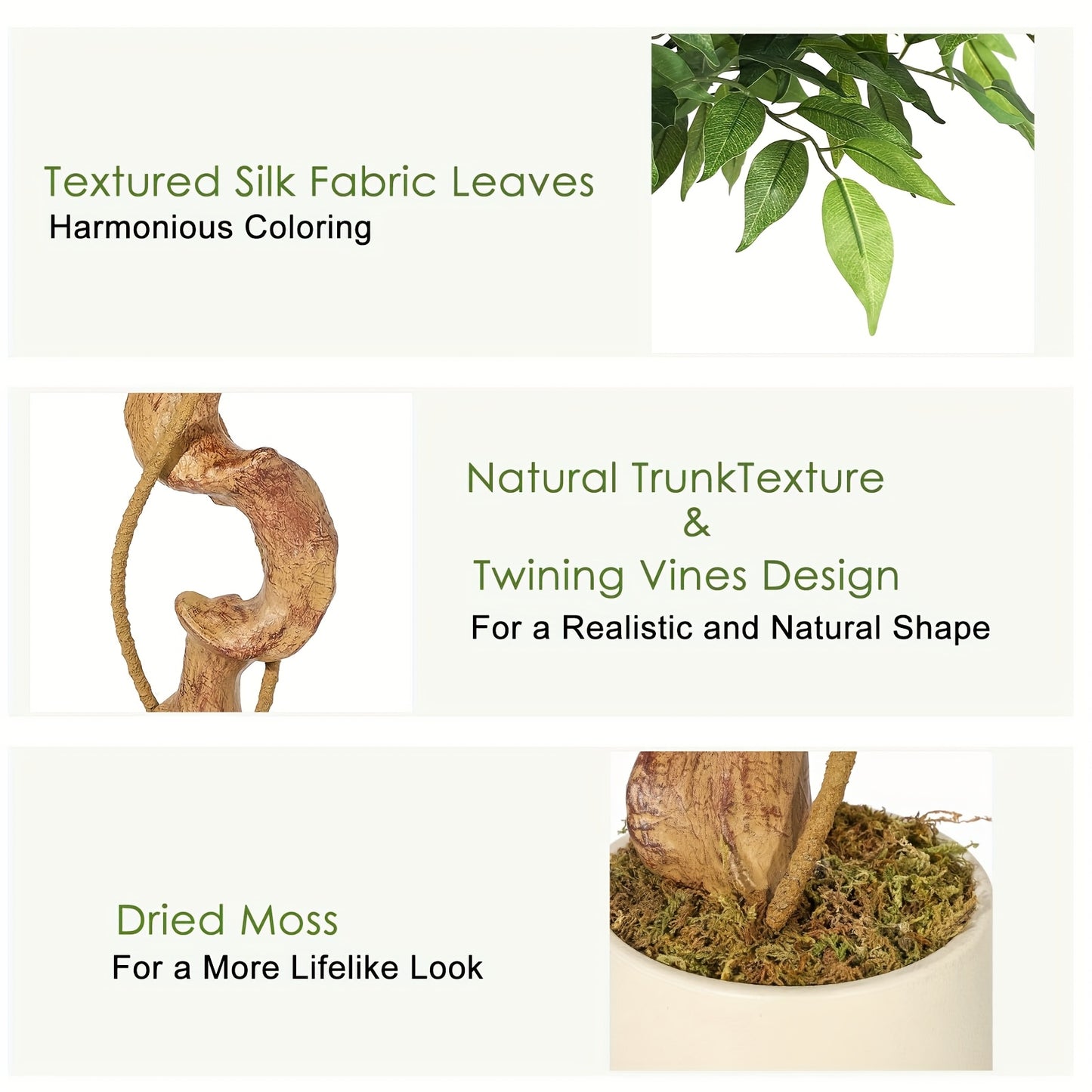 Ficus Tree Artificial, 4FT Artificial Plants Indoor In Sturdy White Pot, Indoor Faux Tree For Home Office Decor